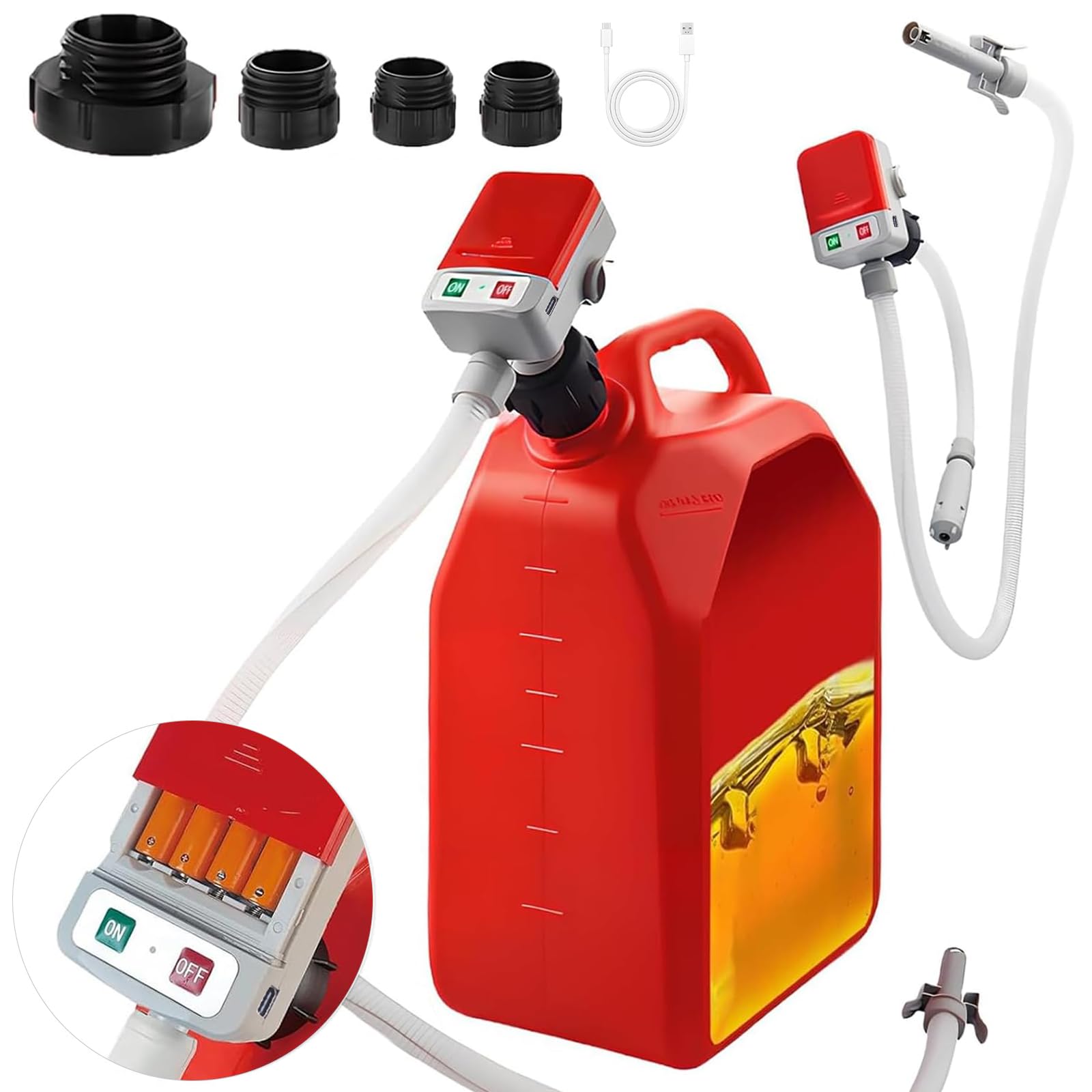 Pompe de transfert de carburant avec capteur d'arrêt automatique, pompe à essence électrique avec adaptateur de réservoir 4 tailles