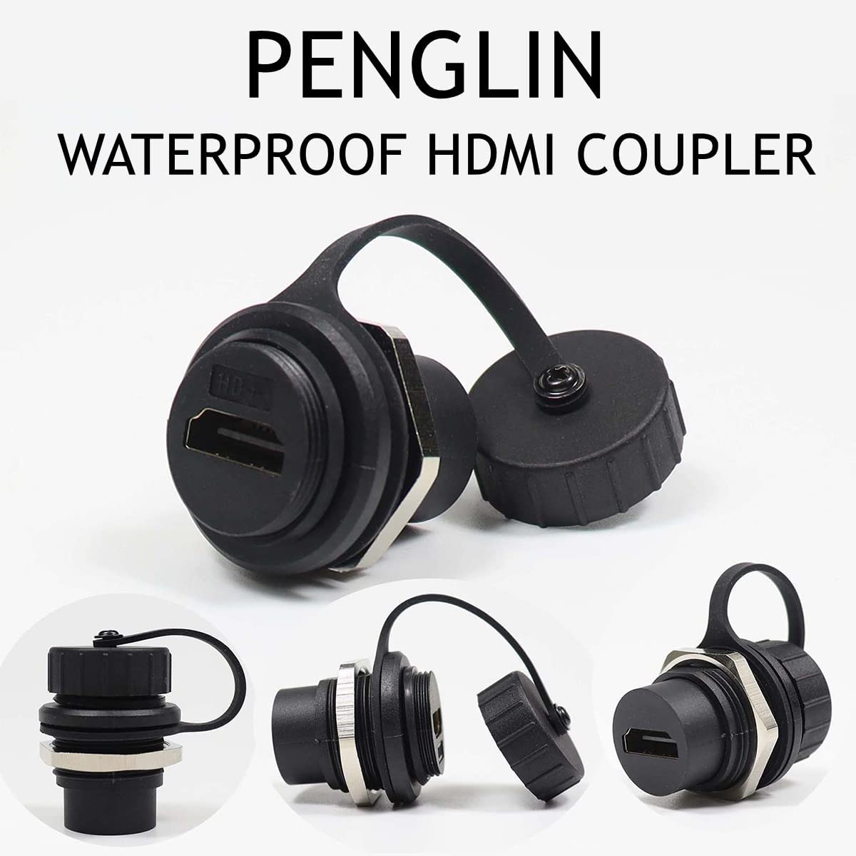 PENGLIN IP67 HDMI Panel Mount Coupler 2 Pack 4K 30Hz 3D HDR