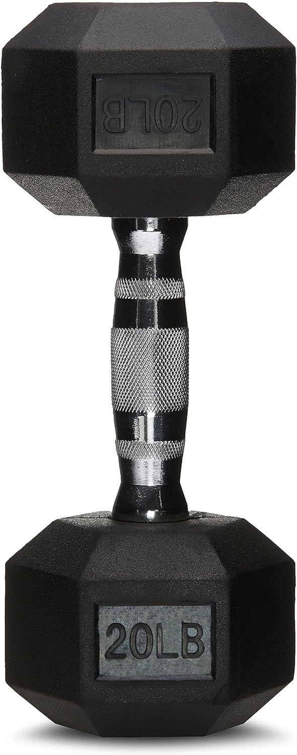 Amazon Basics Rubber Hex Dumbbell Hand Weight, 9.1 Kilograms, Single, Black by Amazon Basics - Image 5