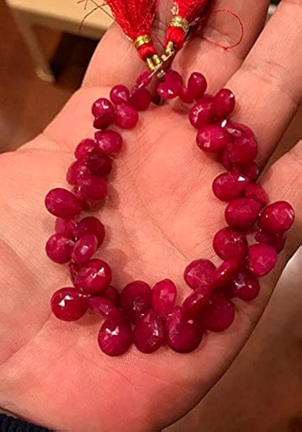 Perles rubis briolette 10-9mm LKBEADS pour montage de bijoux