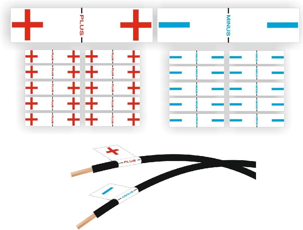 generisch 22 Stück Kabel Kennzeichnung Aufkleber Kabelbeschriftung Plus Minus w(R73/1) (22 Stück