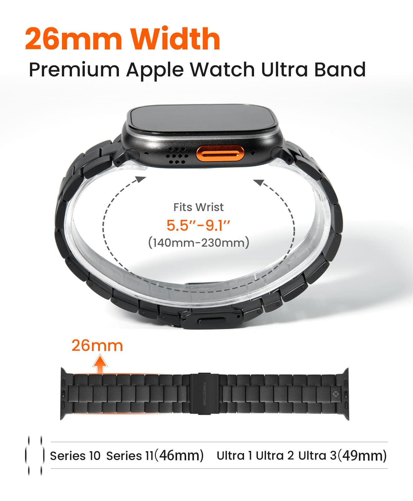 Cinturino CRNS01 in titanio compatibile con Apple Watch Ultra 3/2/1 49 mm, serie 11/10 46 mm, rivestimento DLC di grado militare, resistente ai graffi e perfetto abbinamento di colori da