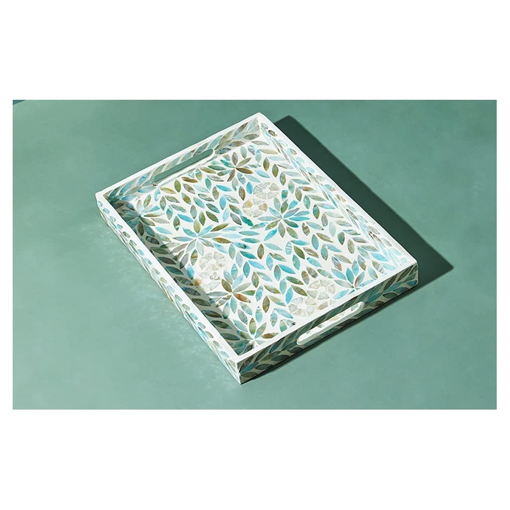 Plateau de rangement de bureau rectangulaire en bois tressé à la main pour petit-déjeuner