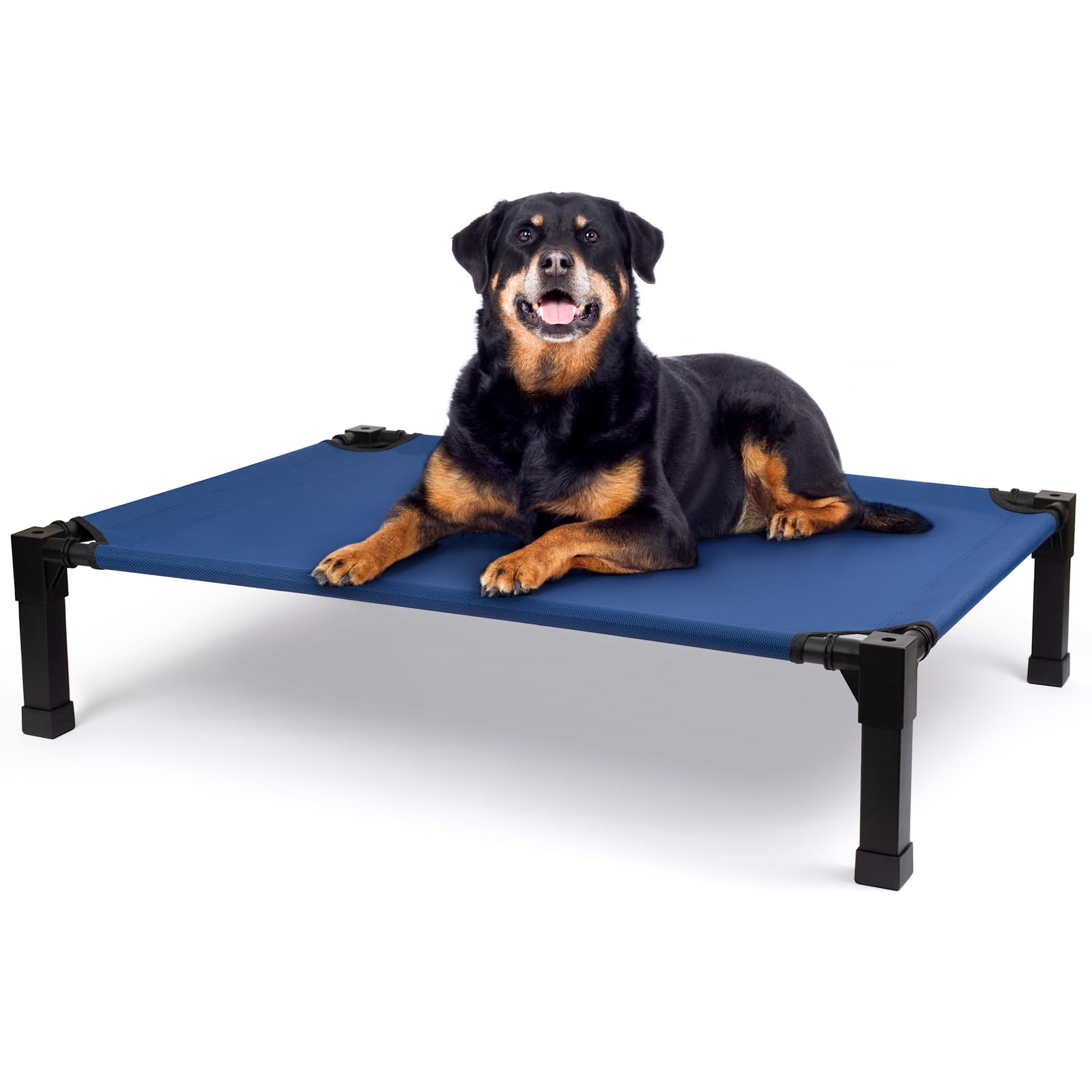 Heeyoo Cooling Elevated Dog Bed, Raised Dog Cot with Washable Breathable Mesh and Metal Frame, Portable for Indoor and Outdoor Use, Large, Navy