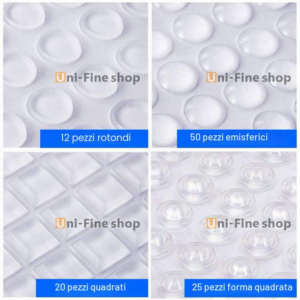Uni-Fine Ammortizzatore di Colpi, Paraurti per Porta Cuscinetto Elastico Autoadesivo, Emisfero/Trapezio/Cilindro/Conico per Cassetti Vetro Antiscivolo (4 Dimensioni)