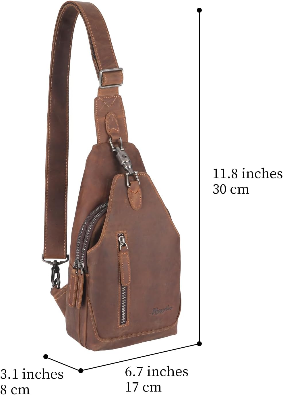Genuine Leather Sling Bag for Men and Women Chest Pack Purse Crossbody Shoulder Bag Sling Backpack - Image 3