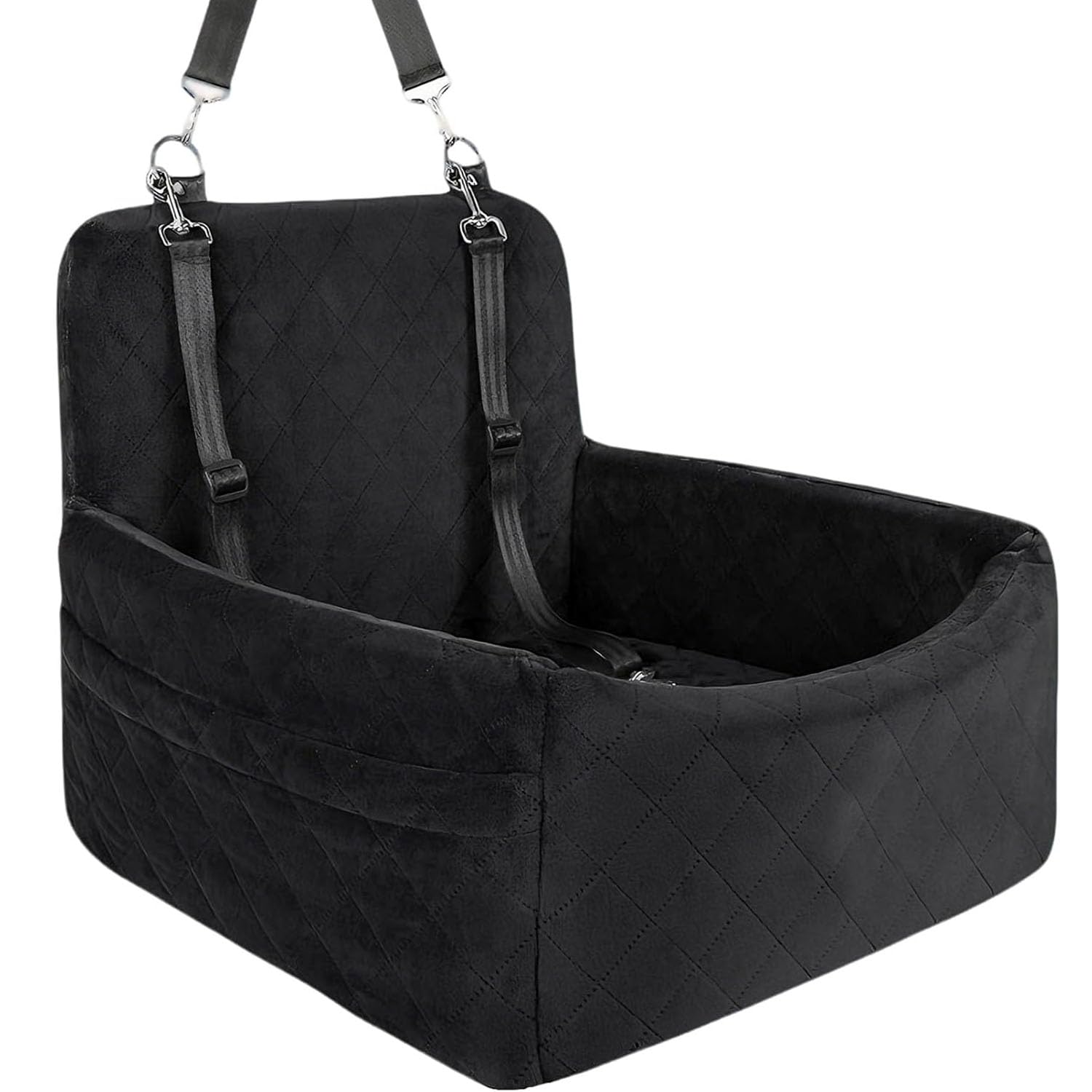 Dog Car Seat for Small/Medium Dogs, Dog Booster Seats with Thick Cushion for Dogs Under 25lbs, Detachable Washable Pet Car Seat with Storage Pockets, 2 Safety Belts