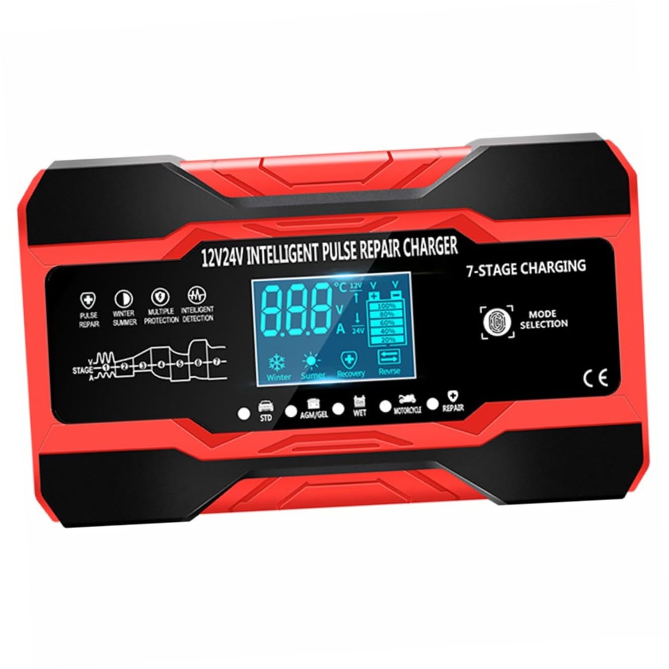 UKCOCO Caricabatterie Intelligente per Auto Riparatore di Batterie Impulsi Manutenzione di Caricabatterie per Veicoli Elettrici e Agricoli