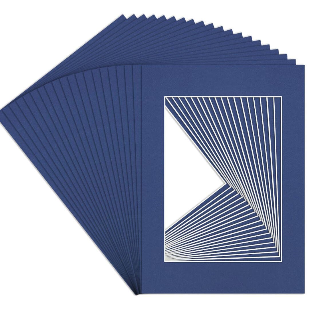 Procut Global A4 Blue Picture Mounts to Fit A5 Aperture - Precision Cut Cardboard Photo Mount - Ideal for Frames, Prints, Artwork & Certificates - Sizes & Colours Available - 20 Pack โ image 1