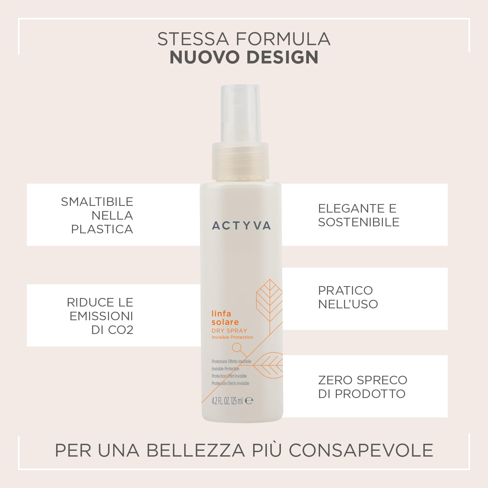 Actyva - Linfa Solare Dry Spray, Setificante Protettivo per Capelli, con Aloe Vera, Filtro UV - 125 ml