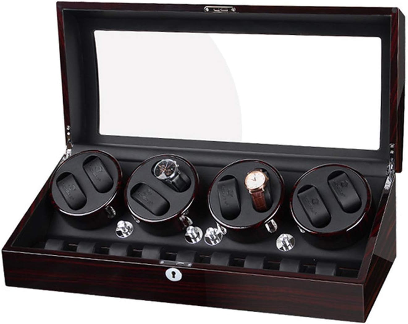 Watch Winder Automatic Watch Winder Box for 8 Watch Winder + 9 Display Storage Spaces Piano Paint Exterior Fit Women Men Watches,Red+Black Watch Winder