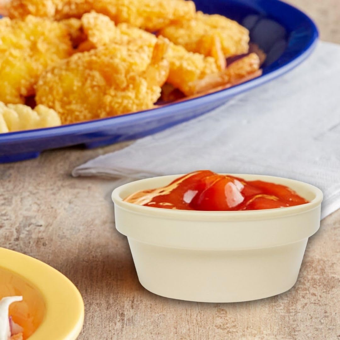 TrueCraftware- 4 oz Sauce Cup/Ramekin Tan Color Melamine Set of 12- Reusable Individual Round Condiments Cups Ramekins Dipping Sauce Cup Portion Dipping Sauce Kitchen Cups