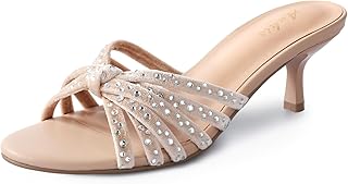 Ankis Black Nude White Heels for Women Strappy Kitten Low Heels Open Toe Fashion