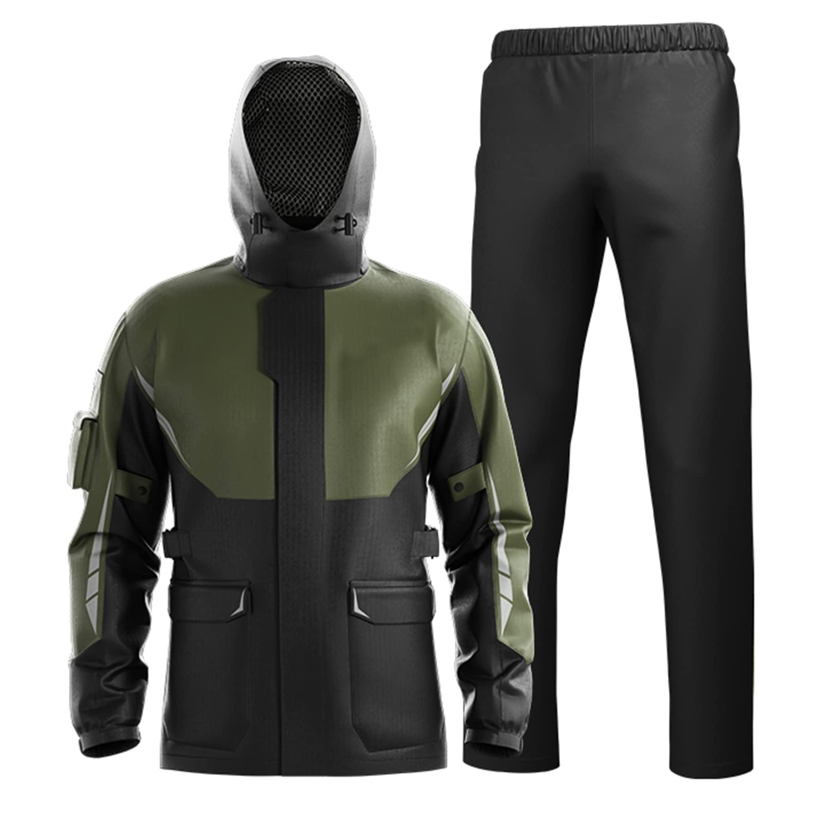 KFGISD, Windproof Hooded Raincoat Heavy Duty Rainwear Breathable Rain Gear for Rain Weather Cycling,Raincoats(Green,M)