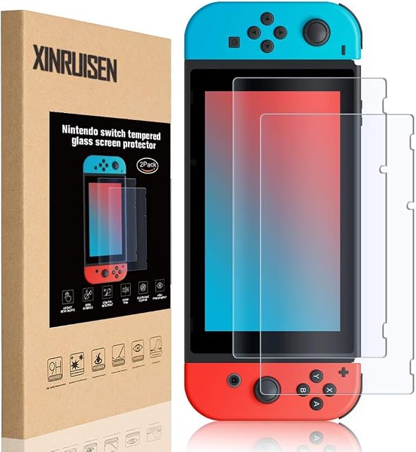 XINRUISEN 2Pack Glass Screen Protector for Nintendo Switch 2017/2019, Tempered Glass Screen Protector for Nintendo Switch DS OLD Model 6.2 inch Screen Protective Glass Cover Protection for Switch