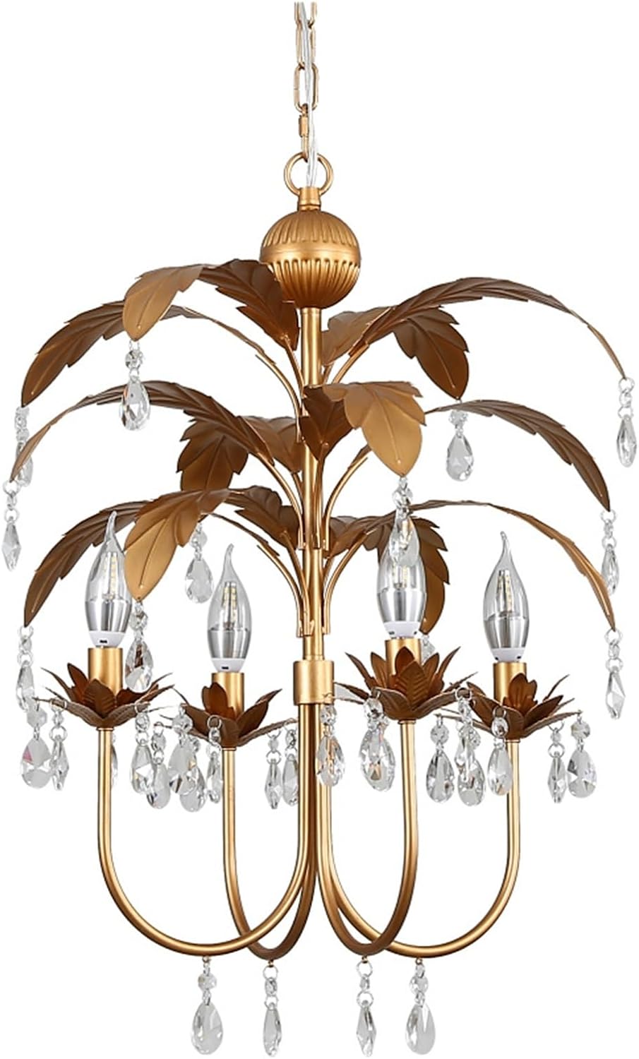 American Retro Rural Crystal Pendent Light - Living Room Dining Room Bedroom Cloakroom E14 Gold Candle Iron Chandelier,Crystal Chandelier, YX-336