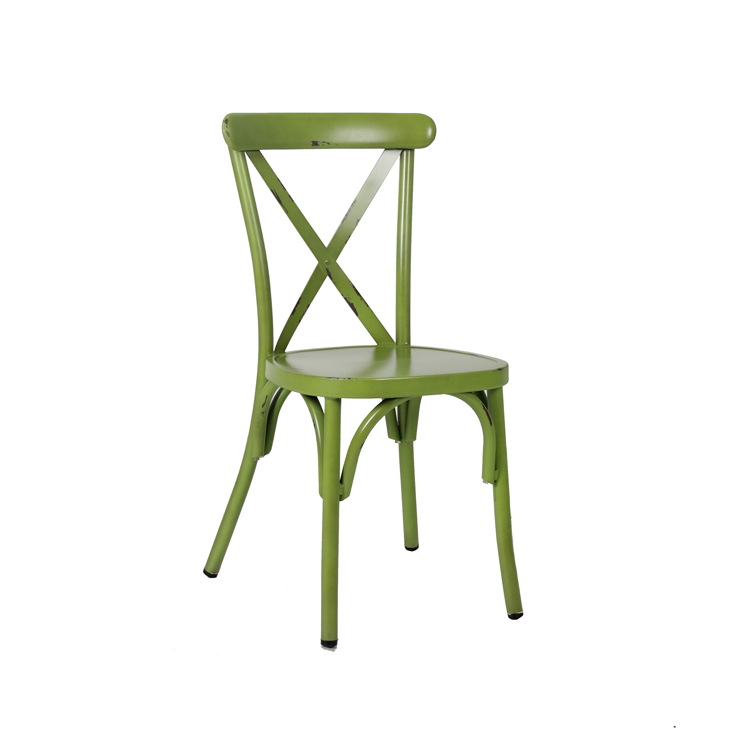 BrackenStyle Chia Aluminium Stacking Side Chair For Commercial & Home Use Restaurants, Bars & Cafes (Vintage Green)
