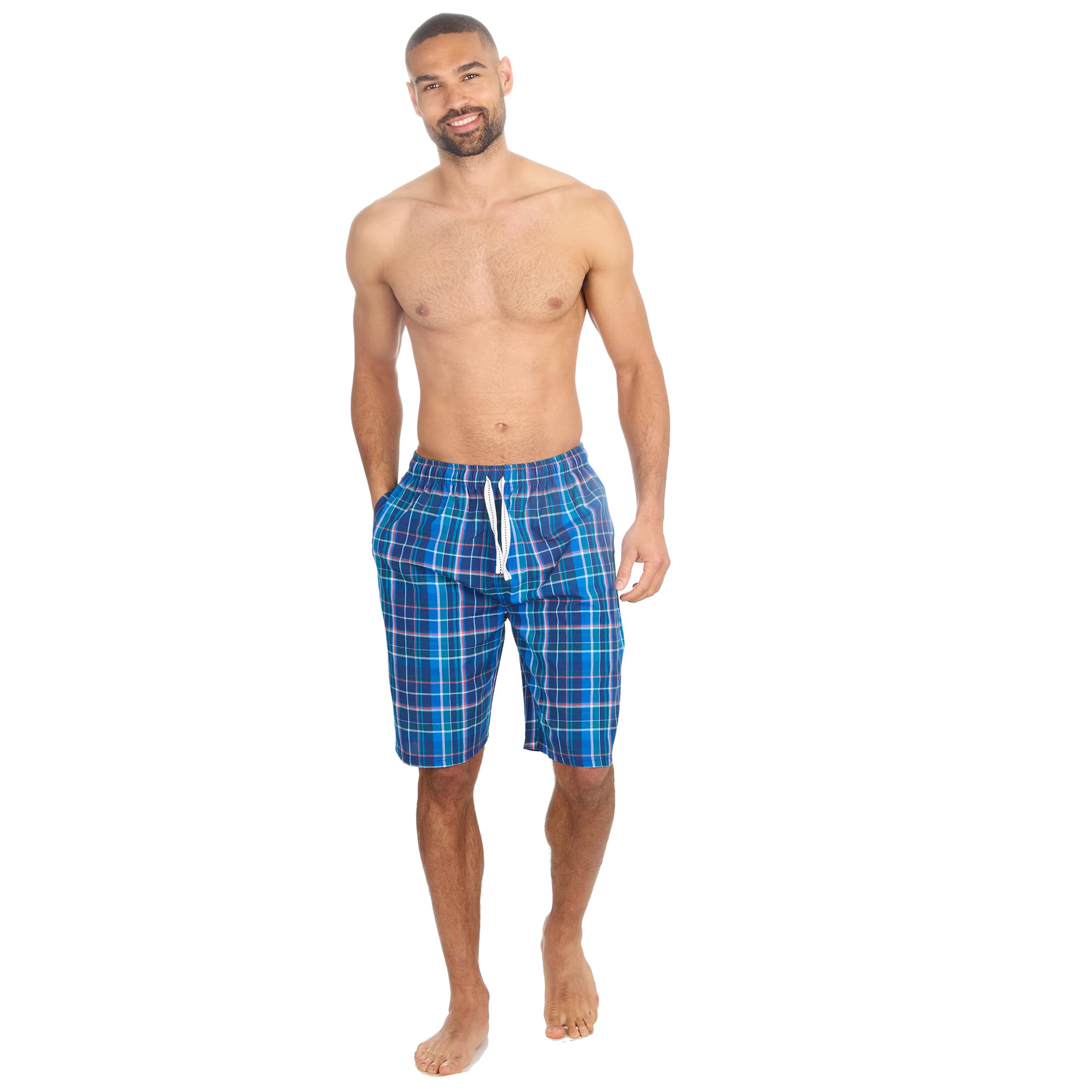 Undercover Mens Woven Check Lounge Shorts 31B1913 Blue/Teal 2XL