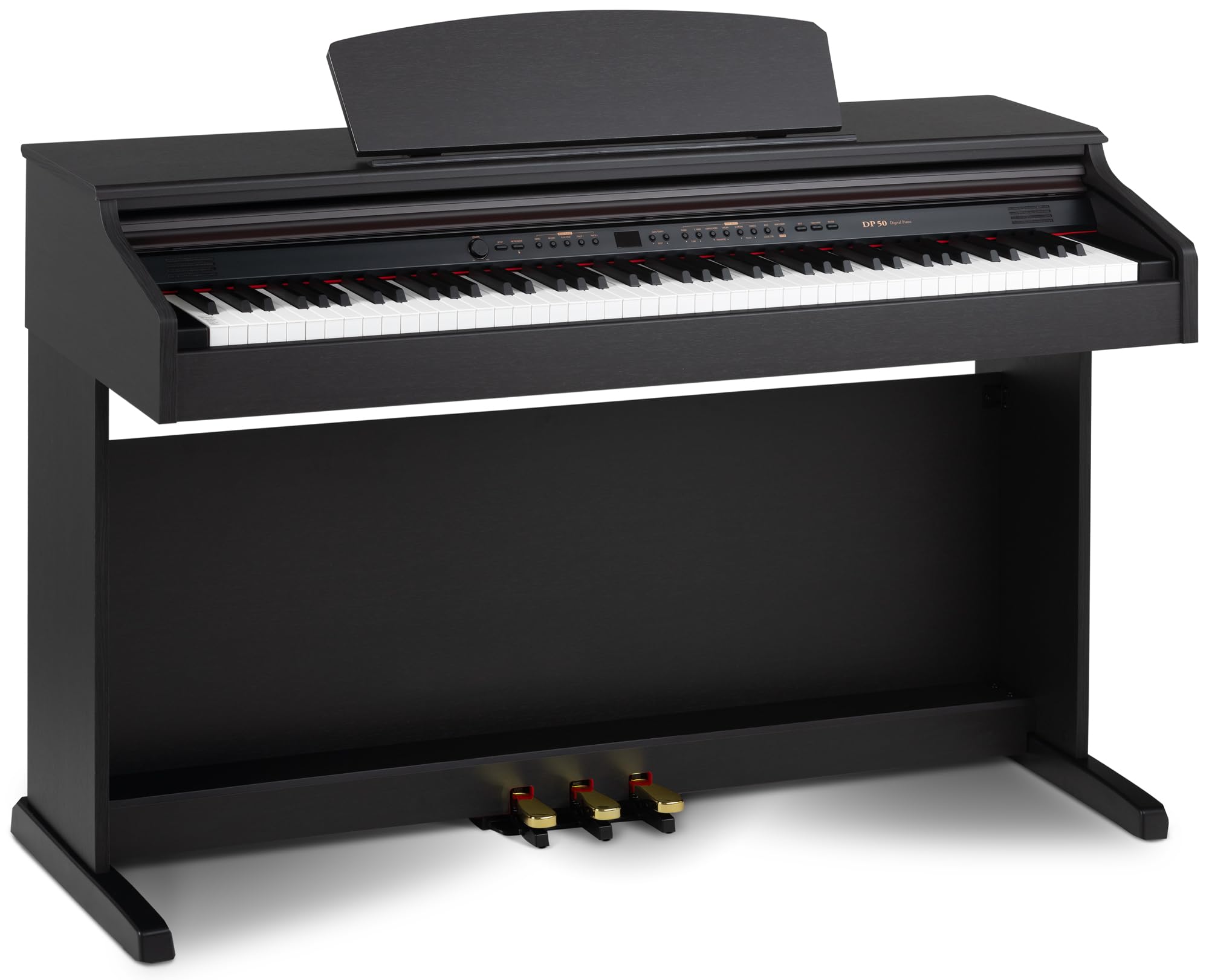 Classic Cantabile DP-50 Piano digital 88 teclas con mecanica martillo - Teclado electronico USB, 32 polifonía y funcion Twin-Piano - Organo musical para ninos - Set con banqueta y auriculares - Marrón