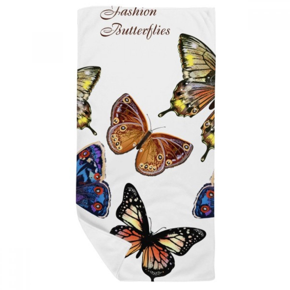 Serviette de bain anti-irritation tissu doux 35x70cm pour peaux sensibles papillon