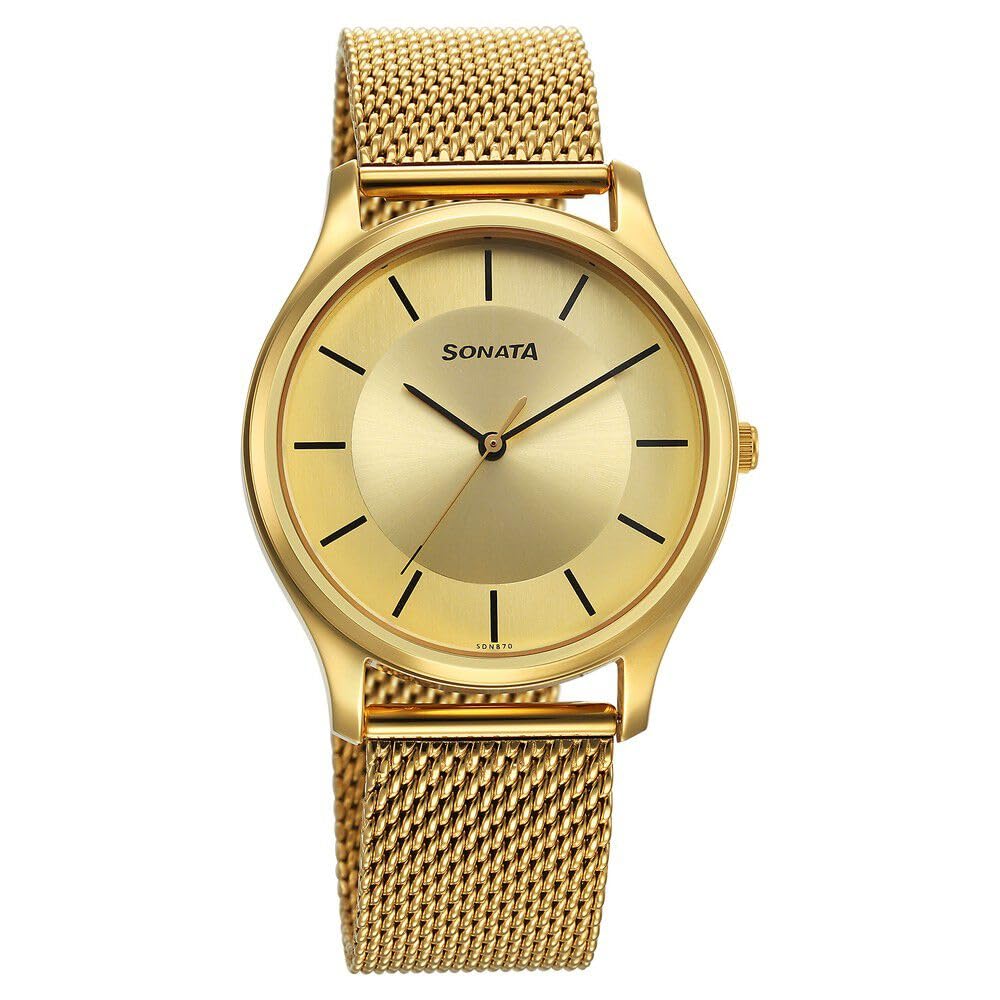 Fastrack Sonata Quartz Yellow, Stainless Steel Analog Champagne Dial Watch for Men-Ns77082Ym09 (B0C5N1JF6M) Amazon Price History, Amazon Price Tracker