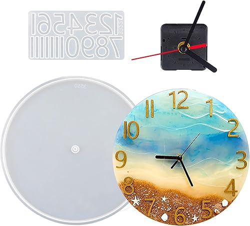 Moldes de reloj de resina, de 1014 pulgadas, con números romanos, molde de silicona con mecanismo, reloj de resina epoxi para bricolaje, joyería,