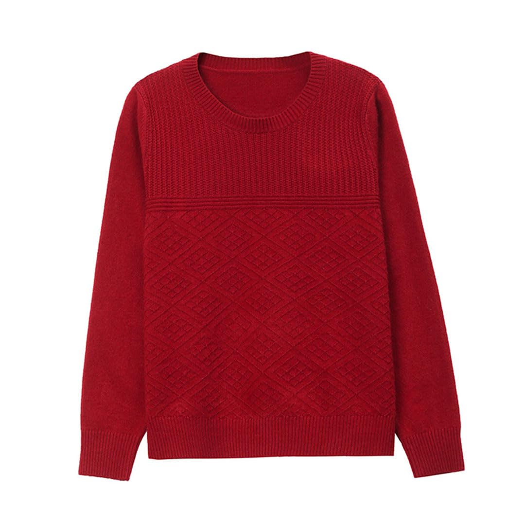Jersey De Punto De Lana con Cuello Redondo Y Manga Larga para Mujer