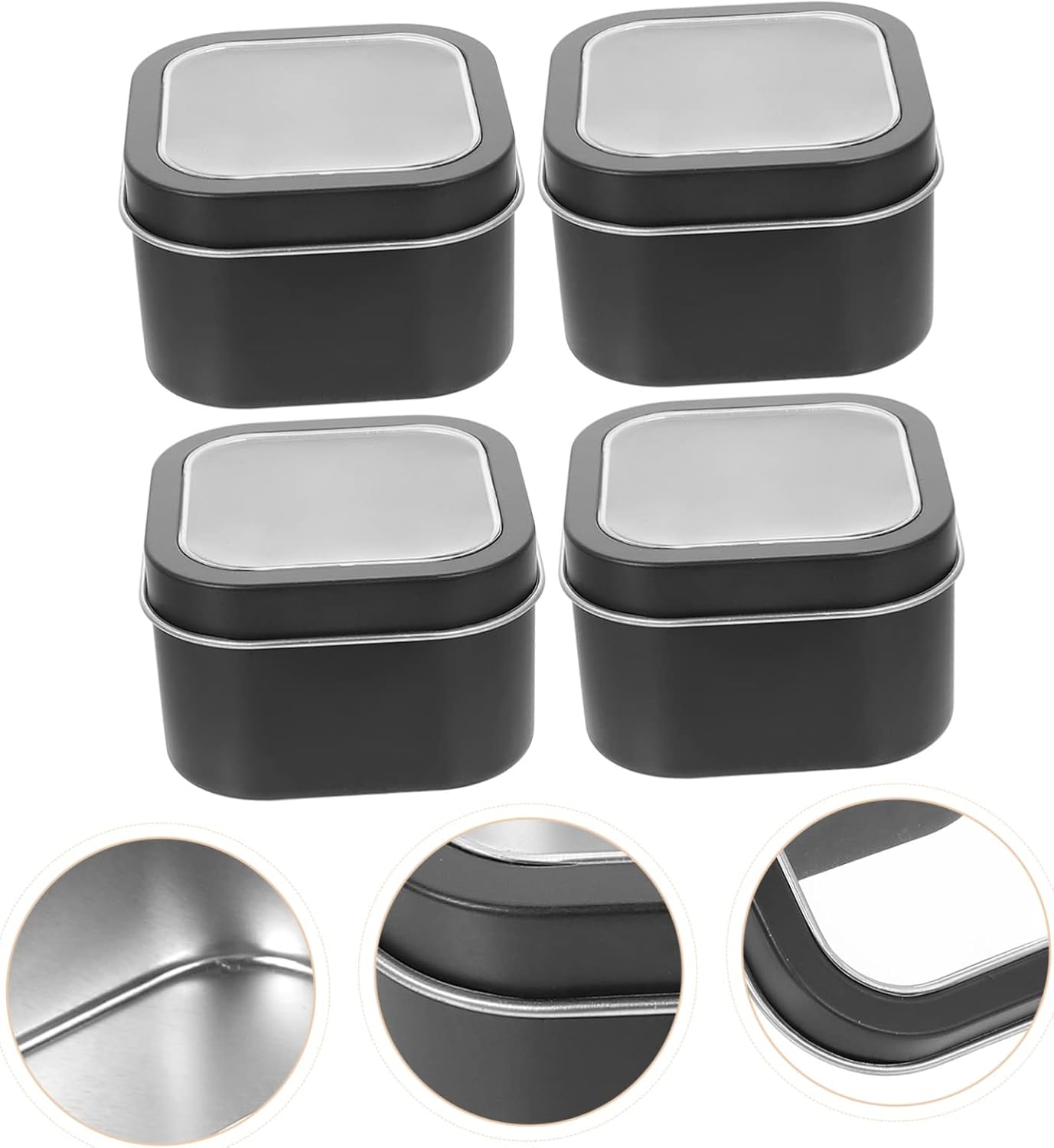 STOBOK 8pcs Retro Square Candle Aroma Tinplate Boxes Jewelry Storage Jars Empty Containers Lids for Christmas Candy Tins
