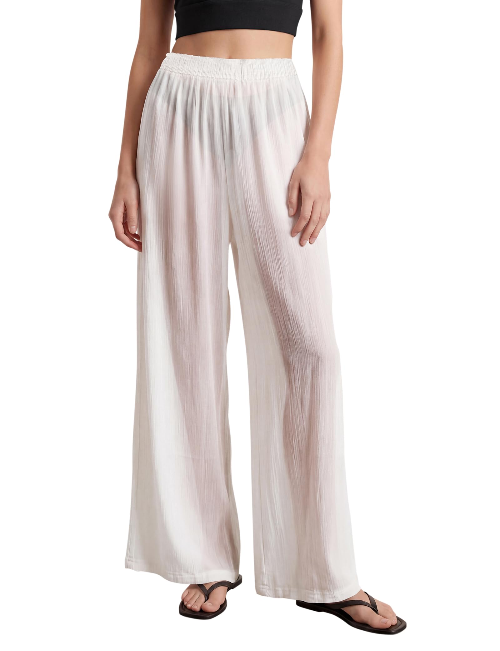 Women’s Sheer Crepe Wide Leg Trouser | Enorsia in White | Size: 8