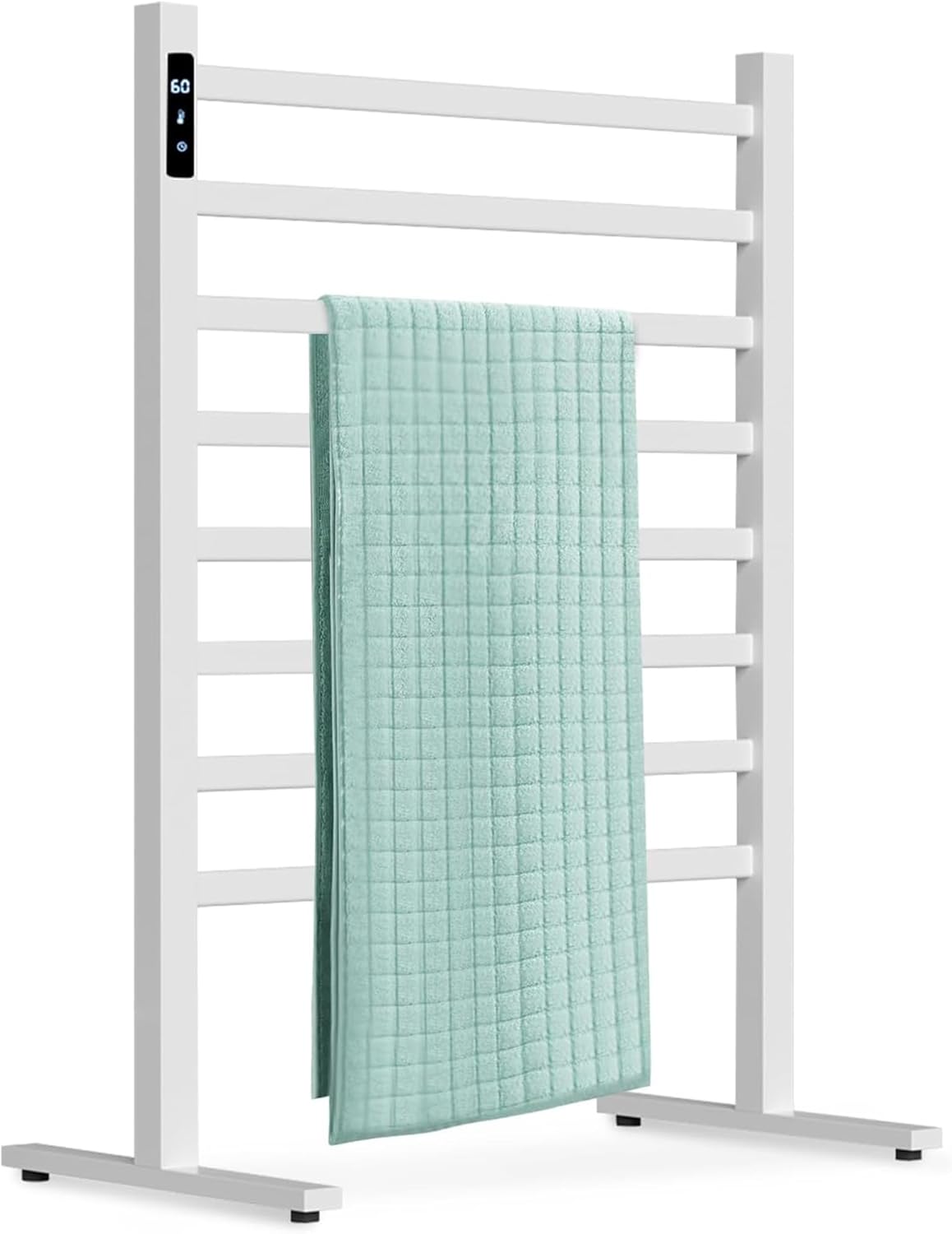 180W Electric Heated Towel Rack - Freestanding 12-Bar Towel Warmer with Timer Temperature Control & Carbon Fiber Dry Heating for Ultimate Bath Luxury