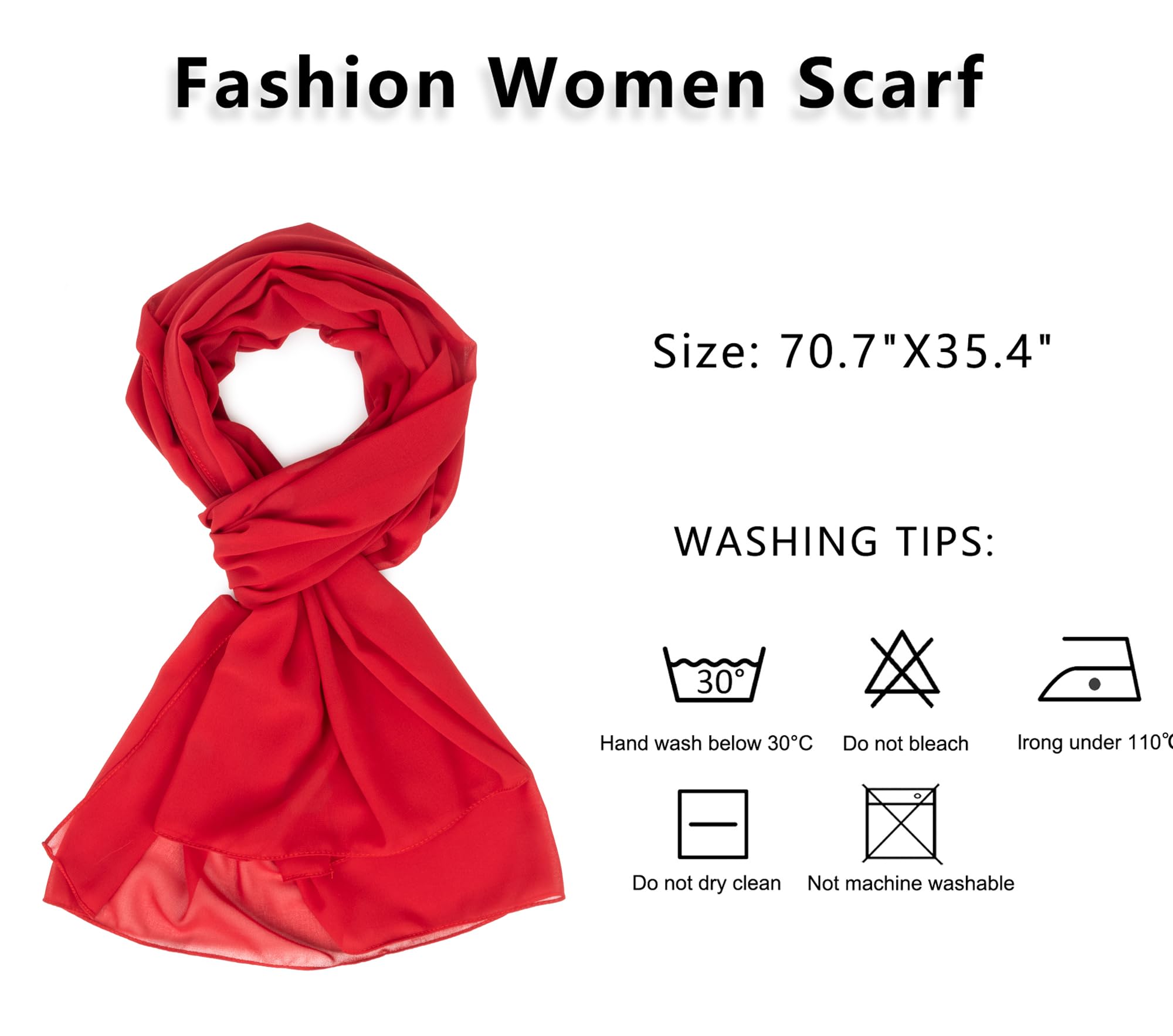 Bufandas de moda para mujer, bufandas ligeras de gasa para mujer, chal de verano, bufanda de urdimbre (70.9 in*27.6 in), Rojo - 5