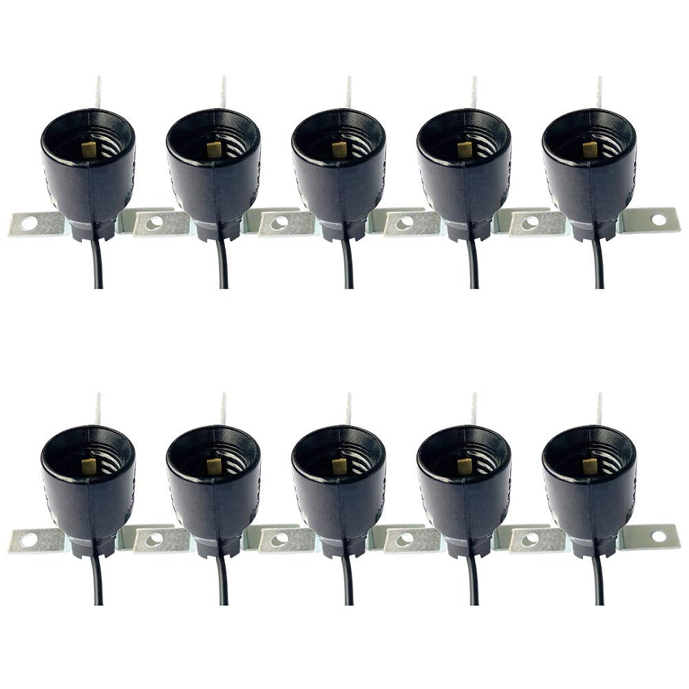e17-skt-bl intermediate base e17 bulb sockets, 4 inch wire cords, 75 watts 250 volt, keyless, ul listed, 10 pack, 10 pack