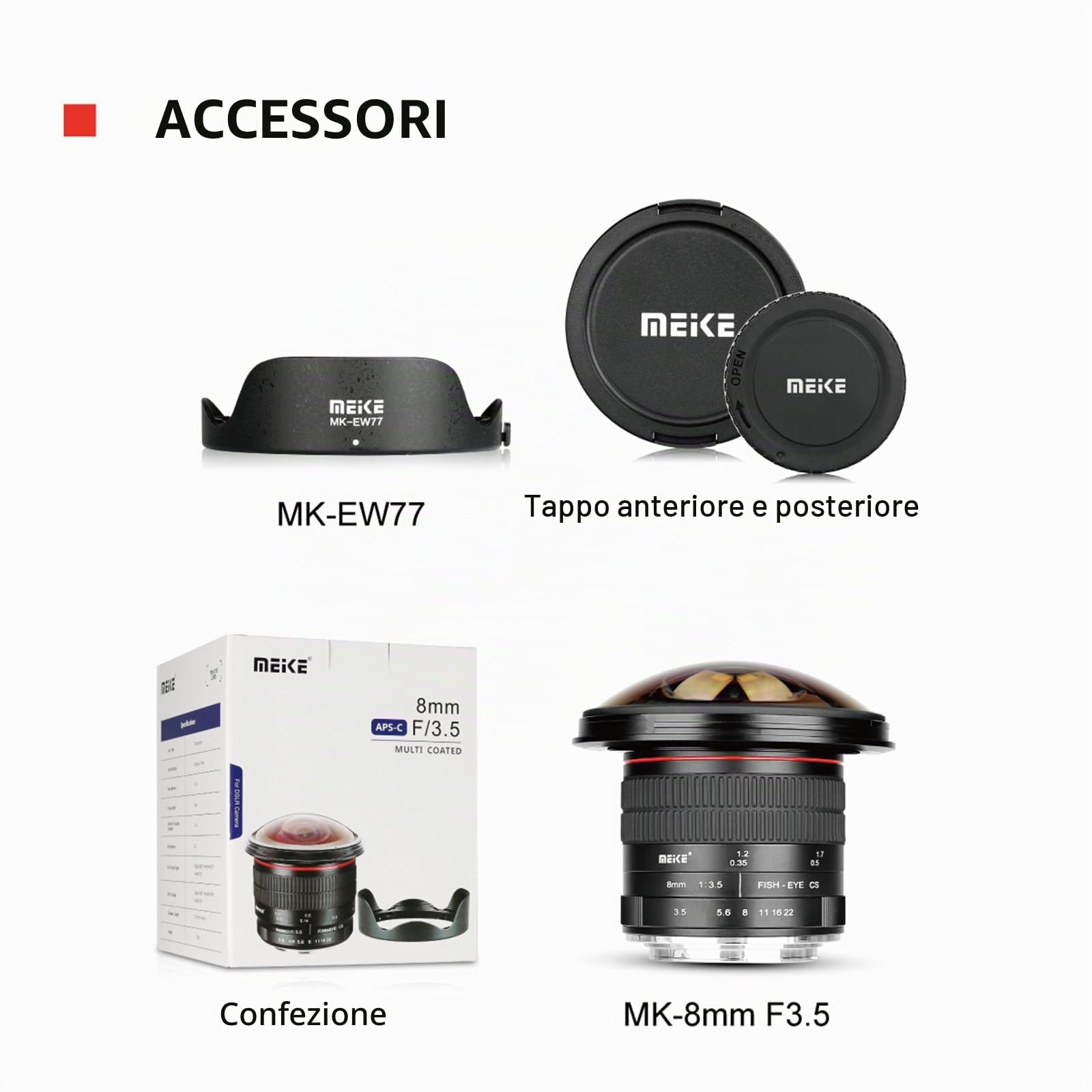 Meike Optics MK 8mm f3.5 - Obiettivo Fisheye ultra grandangolare per Canon EF Mount