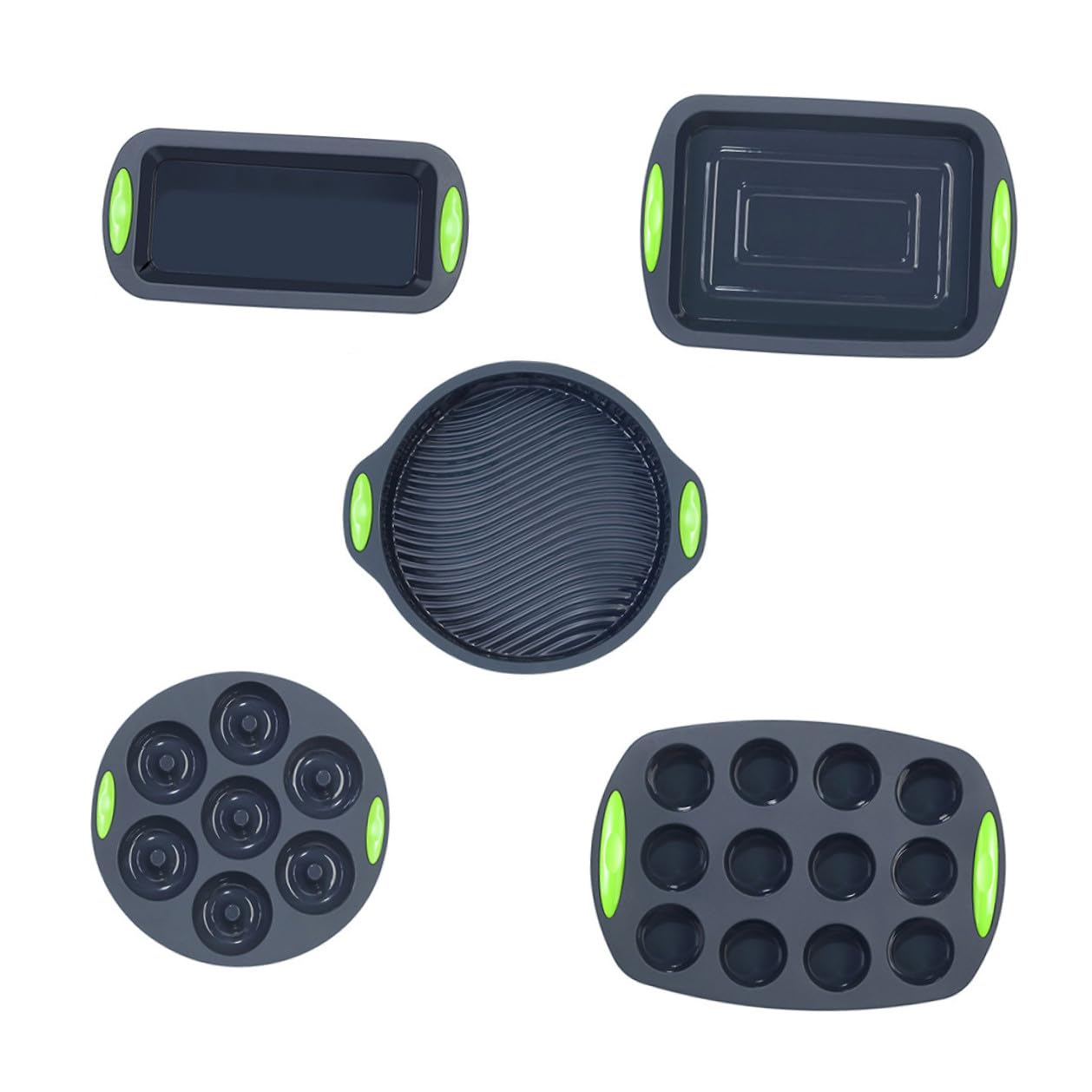 Lurrose Set de 5 Moldes para Tartas de Silicona, Herramienta para Hornear Bizcochos y Pasteles, Utensilios de Cocina Ideales para Aficionados y Celebraciones Familiares