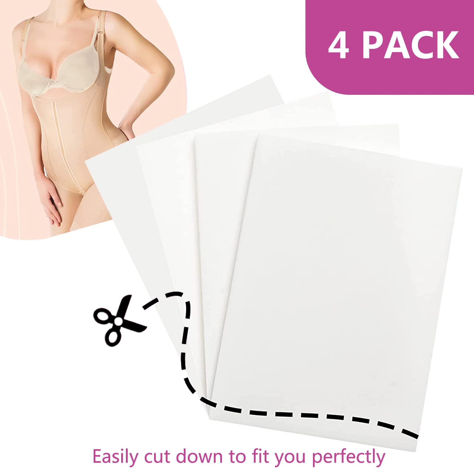 Schiuma Lipo 4 Confezione 8x11x0.5 inches Extra Spesso Super Morbido Chirurgia Liposuzione Schiuma Addominoplastica Board Cuscinetti Compressivi per Recupero Lipo