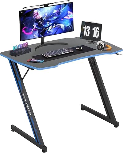 MGHH Escritorio para juegos de 39 pulgadas, escritorio para computadora en casa, oficina, en forma de Z, ergonómico, simple, mesa de juegos de PC