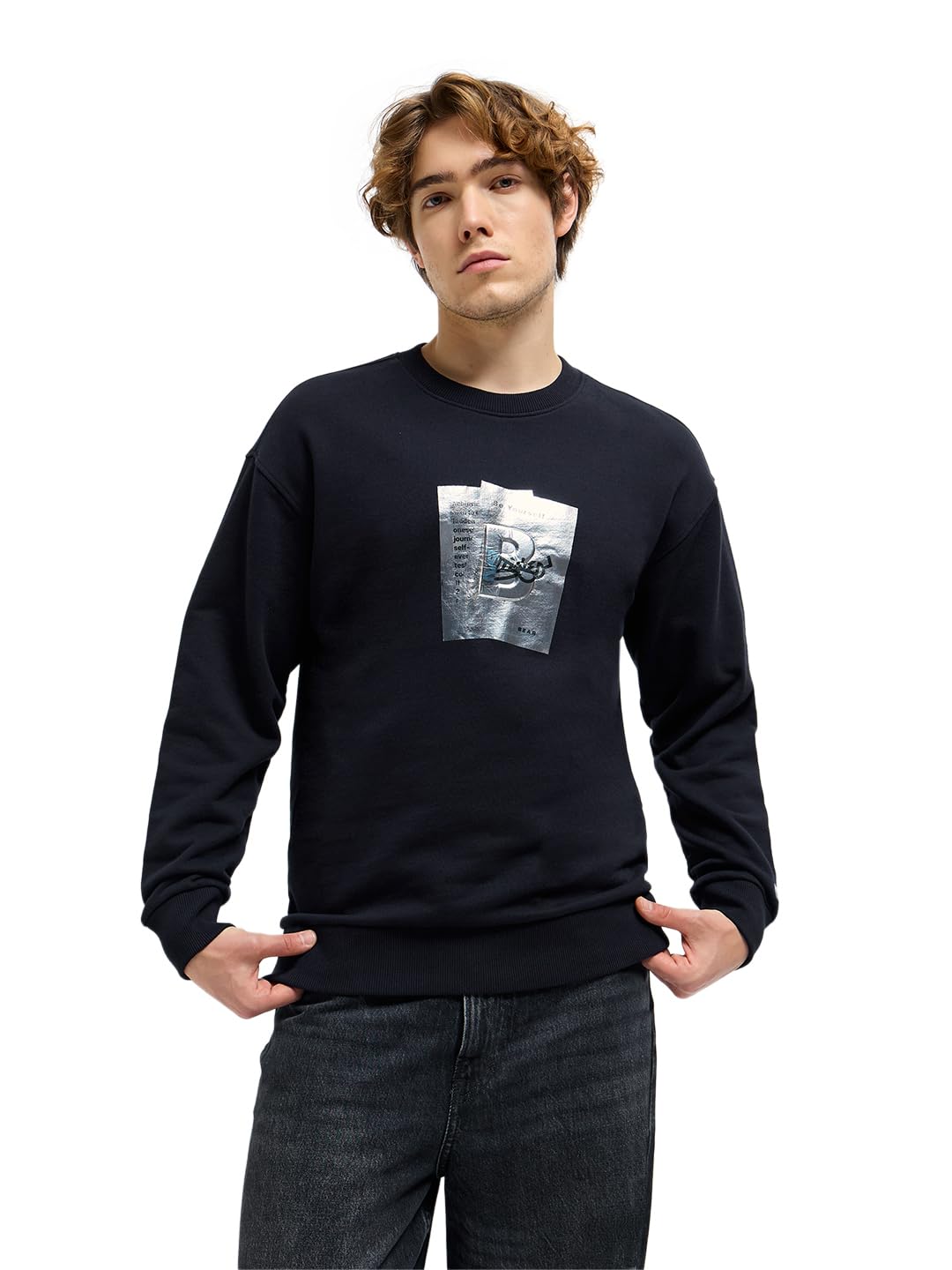 the bear house Men Graphic Printed Round Neck Cotton Pullover Sweatshirt-picture-13
