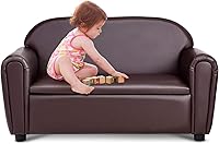 Costzon 2-in-1 Kids Couch Sofa with Under-Seat Storage, Easy-Clean PU Leather Double Seat Toddler Chair for Boys Girls