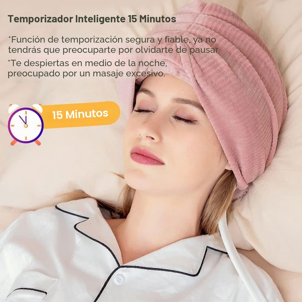 Masajeador Eléctrico De Cabeza, Casco Masajeador De Cuero Cabelludo Con Compresión De Aire,Compresa Caliente De 42 A 50 °C,3 Modos (Dreging Tyiga,Alivio De La Fatiga,Presión Del Cuero Cabelludo)
