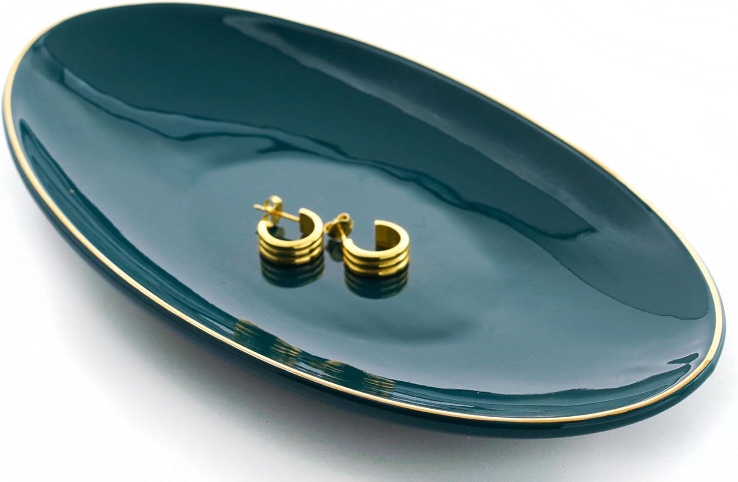 Ceramic Key Bowl for Entryway Table, 7 x 4" Key Dish Tray