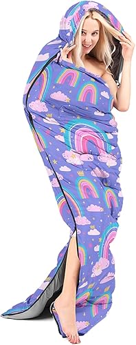 Miniatura 5 de AILONEN Saco de dormir de mariposa azul, ligero e impermeable, 3 estaciones clima cálido y fresco, sacos de dormir de flores del bosque de hadas