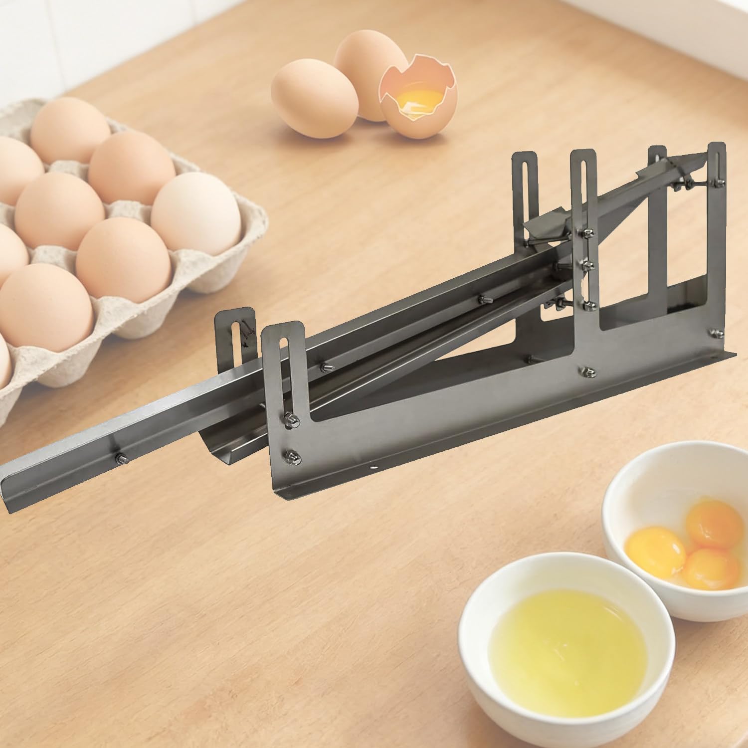 CelyToe 304 Stainless Steel Egg White Separator & Commercial Egg Splitter, Smooth Chute for Stable Flow, Hygienic Seamless Structure, Quick Rinse Clean, Great for Kitchens & Food Processing Rooms