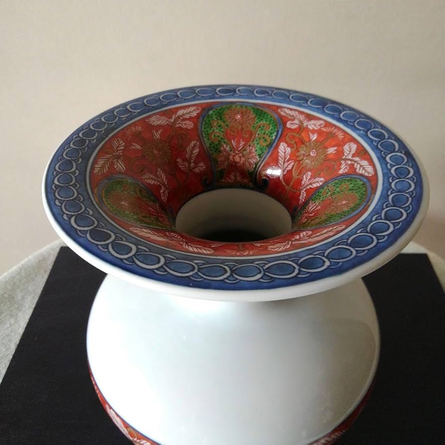 舘林源右衛門作 赤濃菊絵 花瓶 【公式通販】 舘林源右衛門作 赤濃菊絵 花瓶 【公式通販】