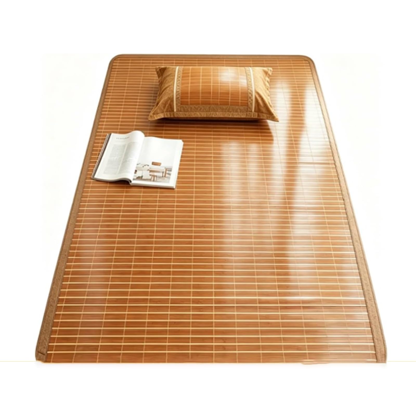 Summer Sleeping Mat, with Smooth Woven Surface, Foldable Rattan Cooling Bed Pad, Non Slip Breathable Sleeping Mat, for Bedroom, Dormitory, Apartment, Single Size(100 * 190cm/39.3 * 74.8in)