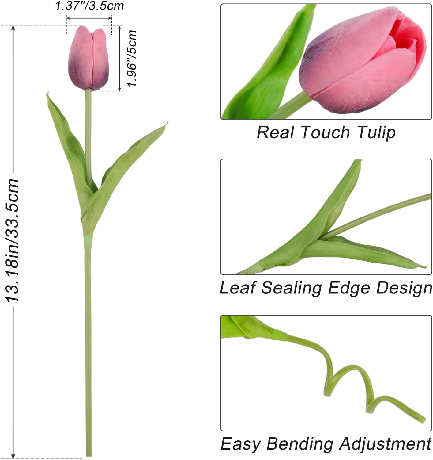 Beferr 18Pcs Tulips Artificial Flowers Faux Tulip Real Touch Tulip Fake Flowers Bouquets Arrangements for Mothers Day Spring Easter Wedding Home Table Decor - Image 2