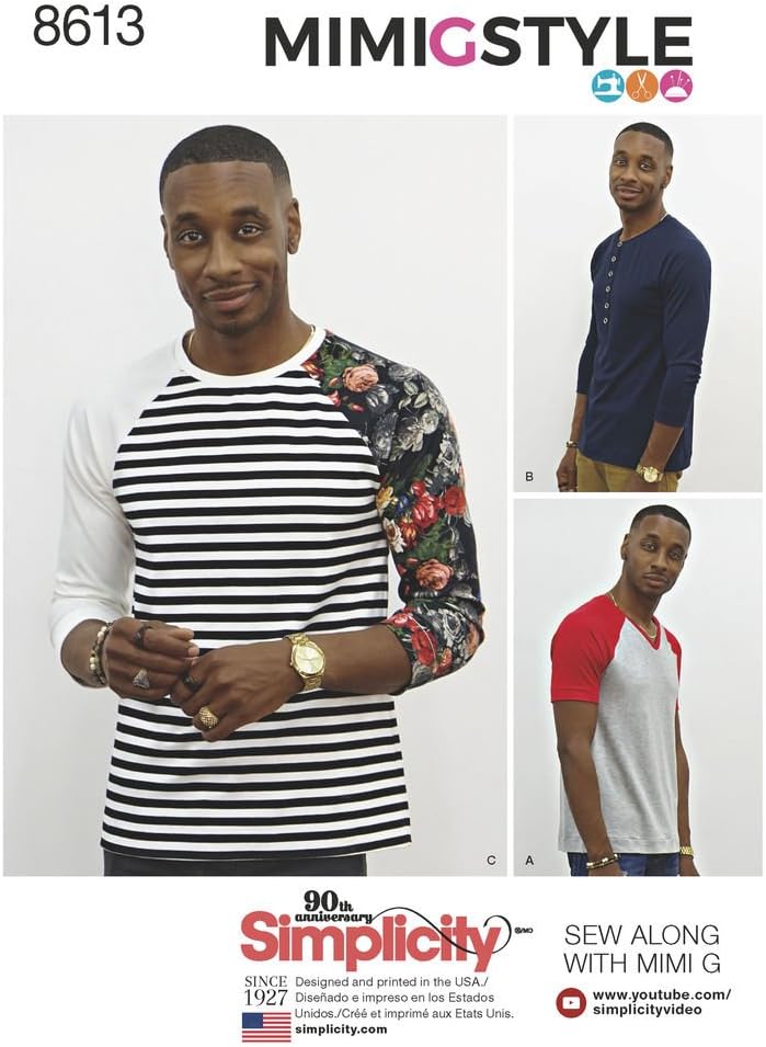 US8613A Men's Knit Long Short Sleeve Shirt Patterns by Mimi G Style, Sizes XS-M