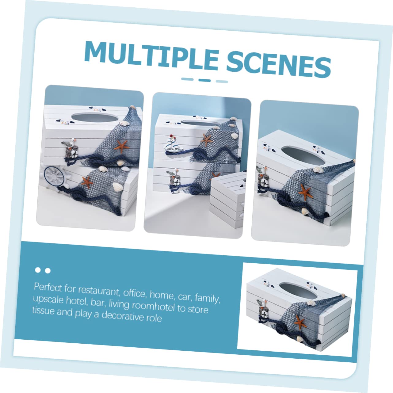 PRETYZOOM Caja De 2 Uds Caja De Pañuelos De Viento del Océano Dispensador De Servilletas Servilletas De Papel Servilletero Náutico Decorativo Dispensador De Toallas De Papel