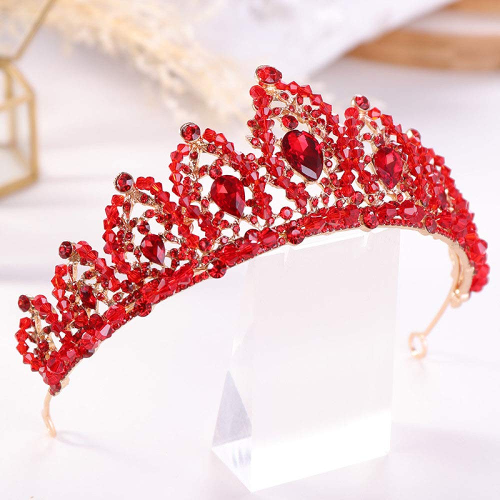 Tiara's voor vrouwen, rode edelstenen kristallen kroon hoofdband