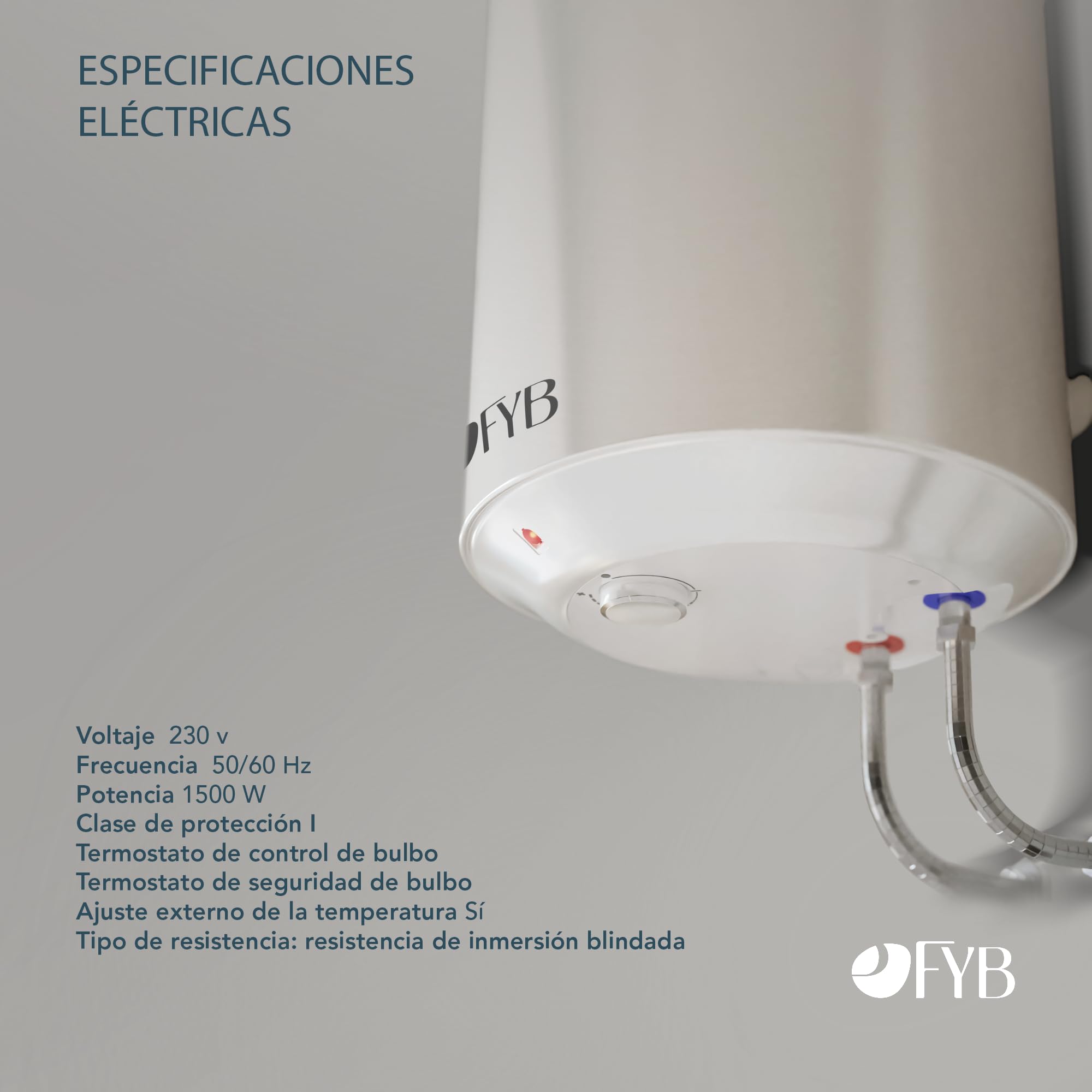 Termo Eléctrico Vertical 50 L Blanco, Clase Energética C, Bajo Consumo, Cuba Vitrificada, Ánodo de Magnesio, Regulador de Temperatura y Protección de Seguridad para uso diario