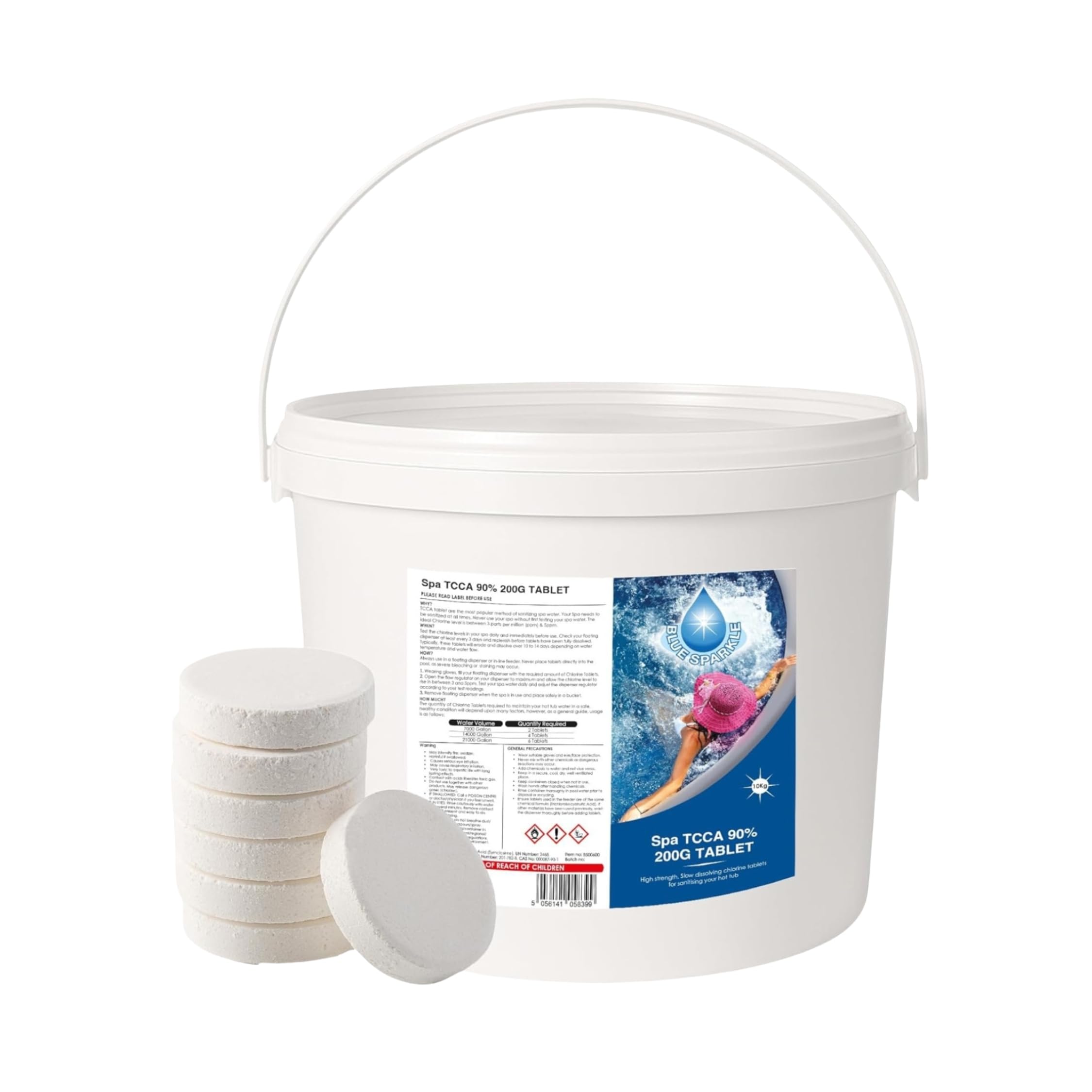 Shatchi Unisex White Chlorine Tablets For Spa & Hot Tub Cleaning 1Kg To 10Kg In | : Size 10 Pack